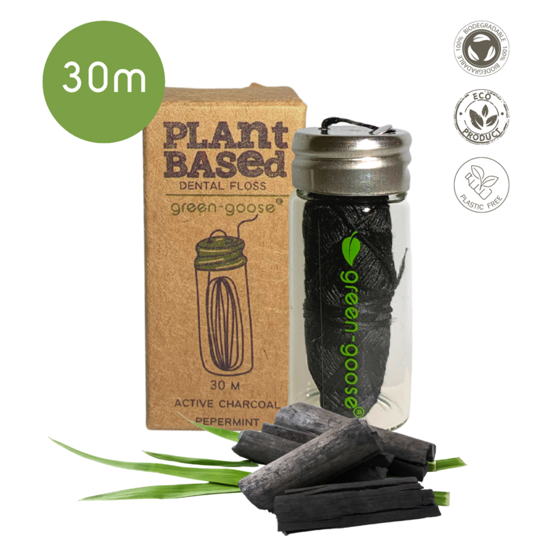 green-goose Flosdraad Biosourcé - 30m - Charbon Menthe