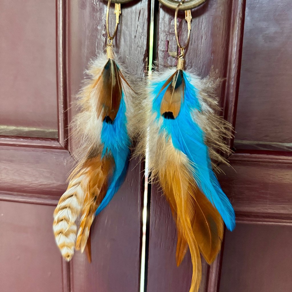 Boucles d'oreilles BOHO avec longues plumes