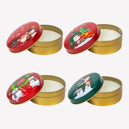 Fragrance candle in a metal can - 4er set - Santa Claus and snowman