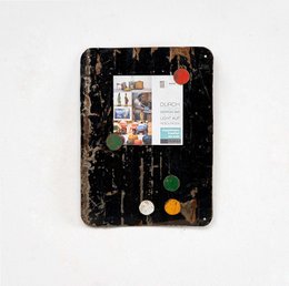 Magnetic board made from recycled oil drums with 5 colorful magnets