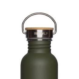 Rustfrit stål drikkeflaske bambus låg 500 ml stål Grøn