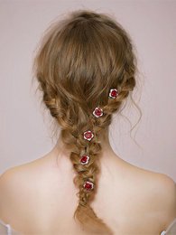 Scarlet Rose Bridal Hair Pins-One set of 8
