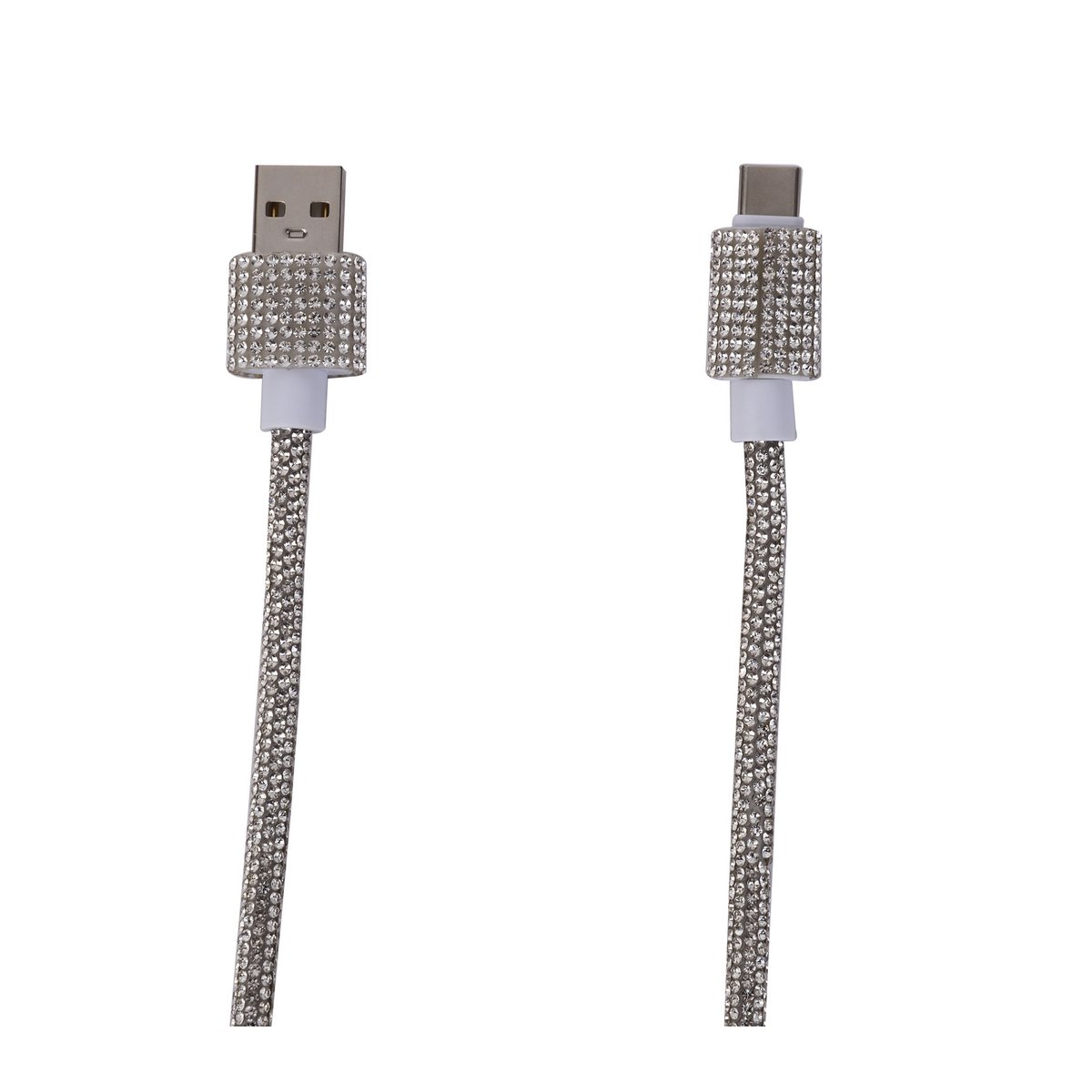 USB cable type -C 1M in silver rhinestones - 10W