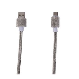 Tipo de cable USB -C 1m en diamantes de imitación de plata - 10W