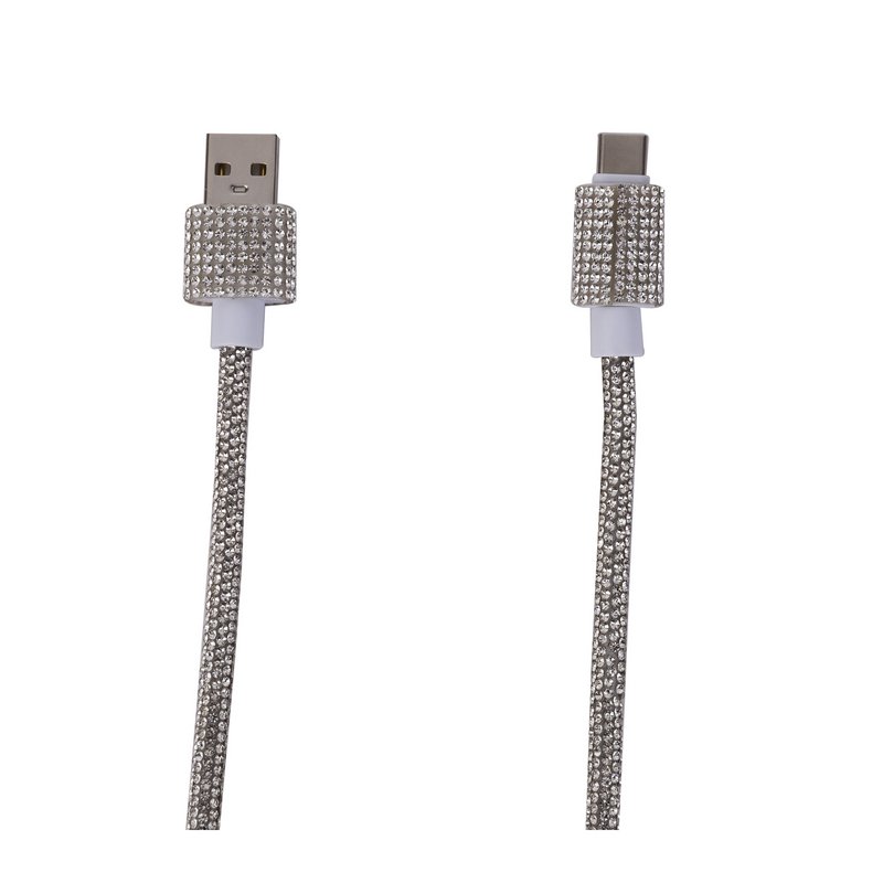 Tipo de cable USB -C 1m en diamantes de imitación de plata - 10W