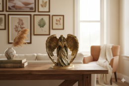 Sculpture d’ange avec cœur – peinte à la main