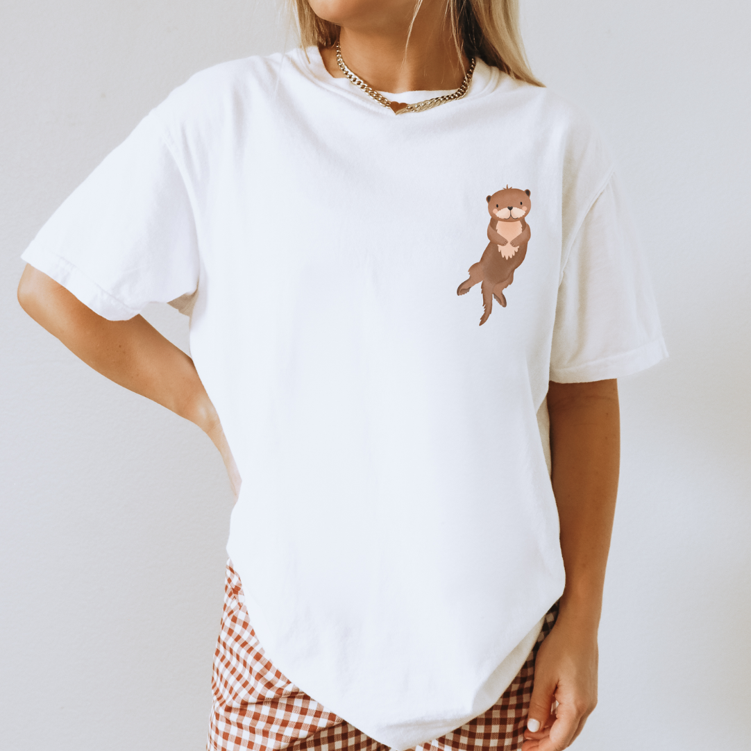 T -Shirt Otter Biobaumwoll Forest Animal Sweet Animal Shirt - Regalo per i fan di Otter - Shirt Forest Otter Small Small