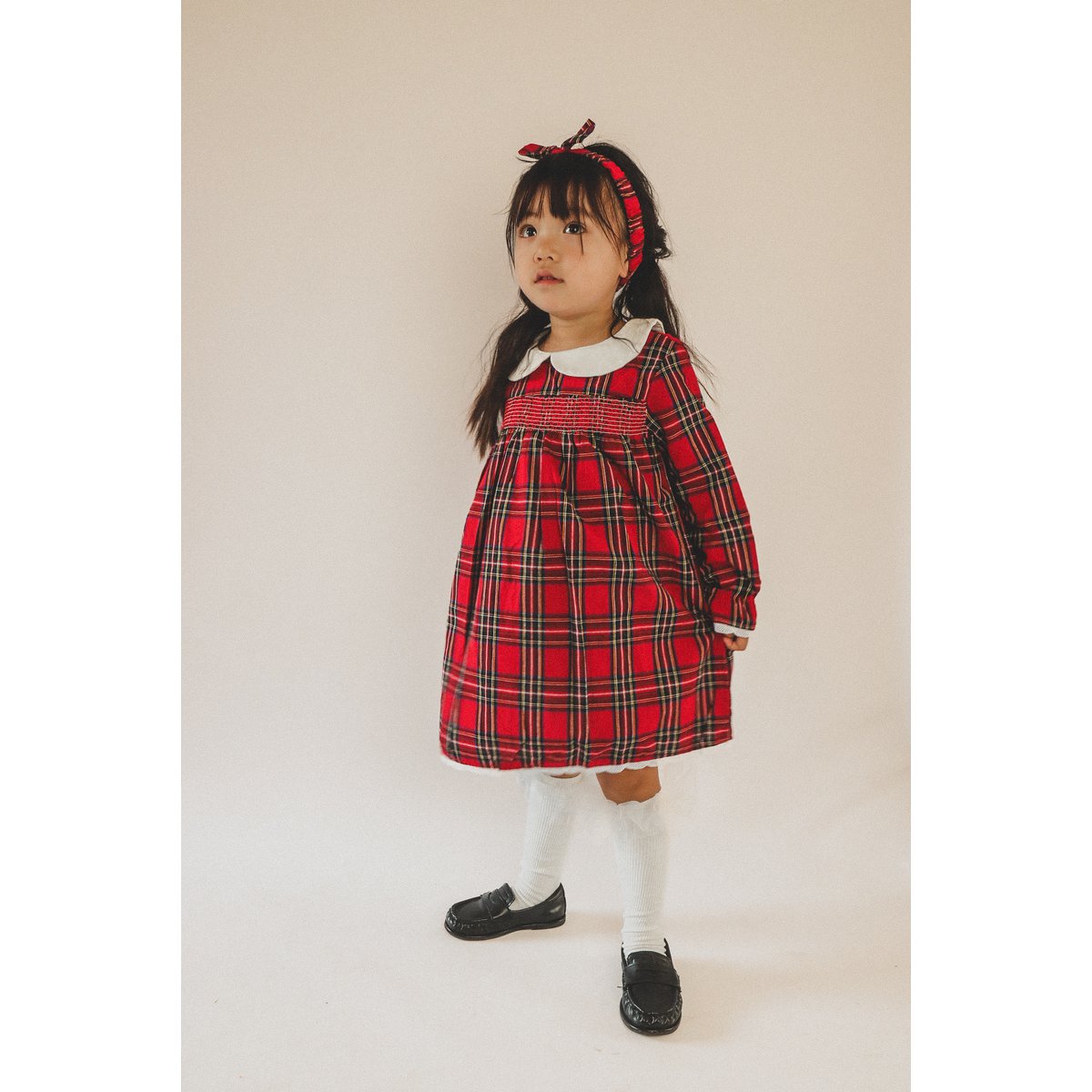 Merry Plaid Christmas Dress + Headband