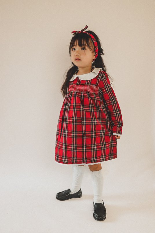 Merry Plaid Christmas Dress + pandebånd