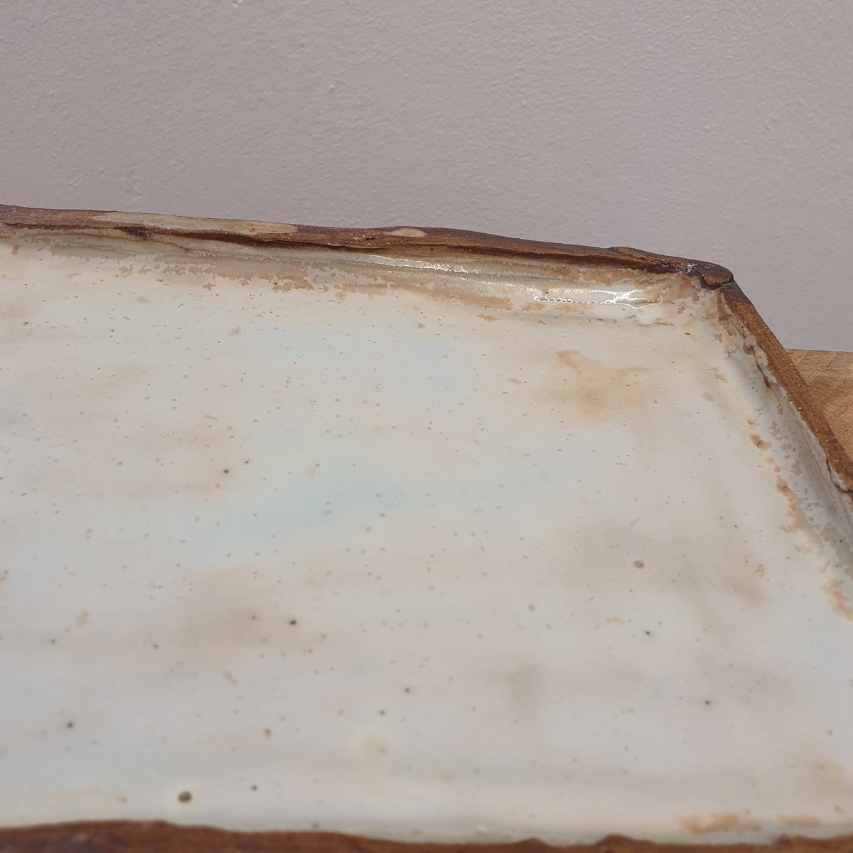 Tray approx. 28 (W) cm x 16.5 (L) cm x 1.5 cm (H)) crockery, handmade, stoneware, unique, creamy white, matt