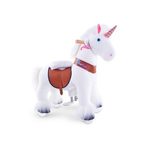 Ponycycle -Fahrt auf Spielzeug weißes Einhorn | Alter 3-4 | Plüschtier -Reitspielzeug | Klassiker u Beste Geschenke