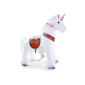 Ponycycle -Fahrt auf Spielzeug weißes Einhorn | Alter 4-7 | Plüschtier -Reitspielzeug | Klassiker u Beste Geschenke