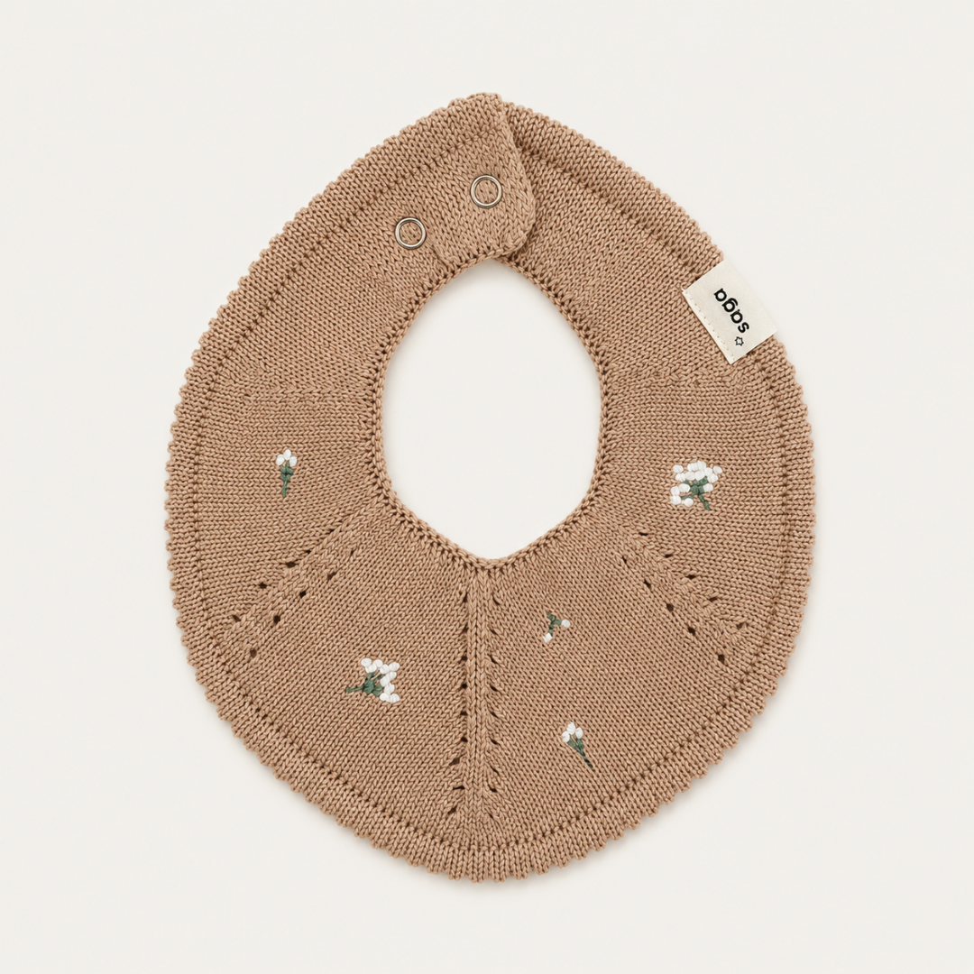 Knitted Bib - Flora - Sunbaked bloom