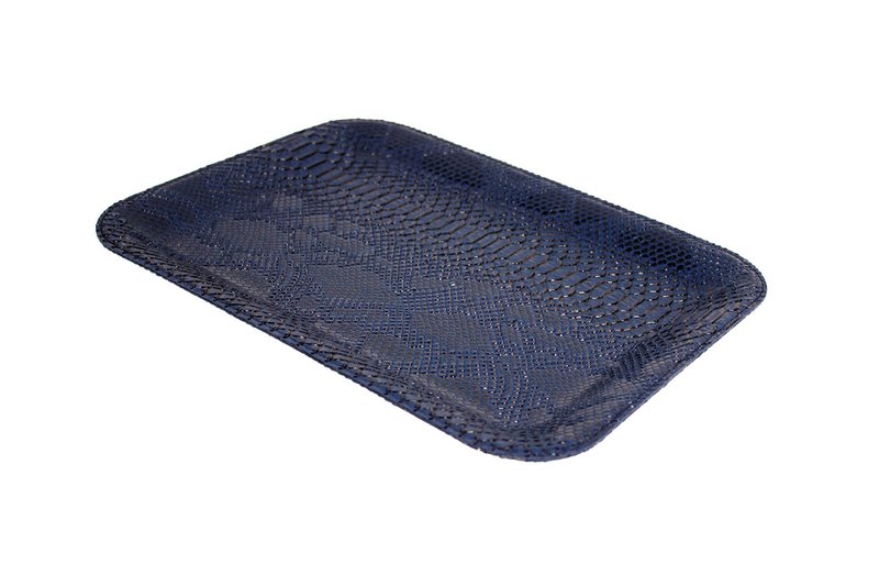 Dienblad plat klein kunstleer reptiel donkerblauw