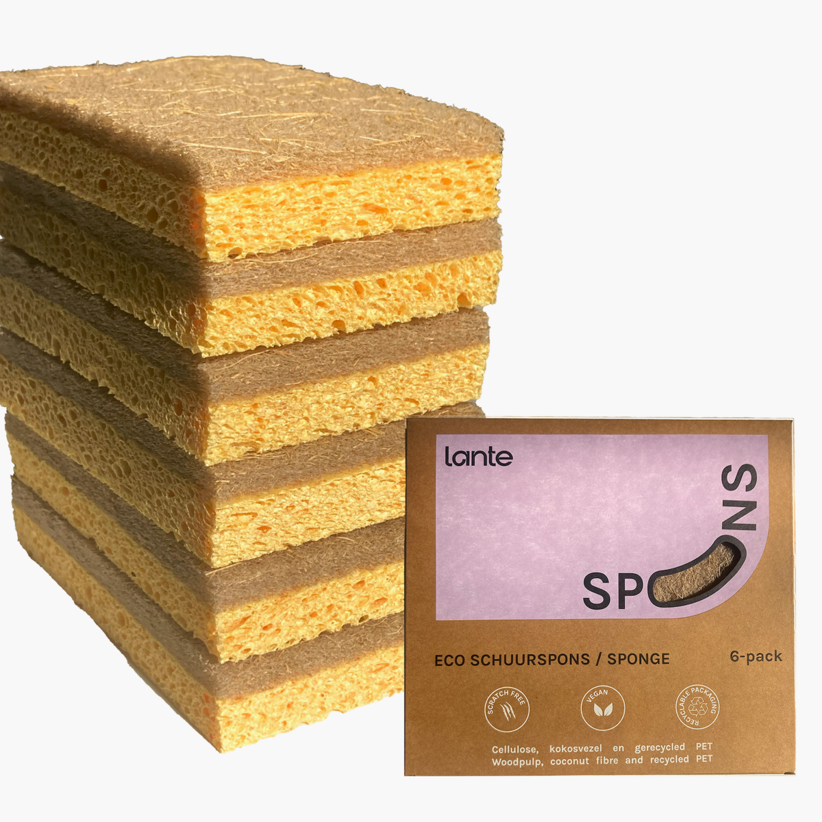 6x Lante natural scouring sponge - eco - coconut sponge