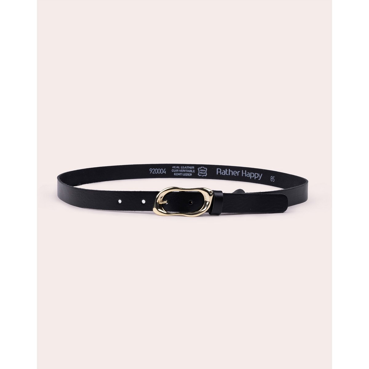 NOA | Eleganter Ledergürtel mit geformter Goldschnalle