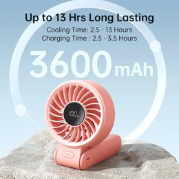 JISULIFE Tragbarer Handventilator mit LED-Anzeige, 5 Geschwindigkeiten, 5000 mAh, 150° gefaltet, 3-in-1-Hand-/Schreibtisch-/Hals-Multifunktionsventilator
