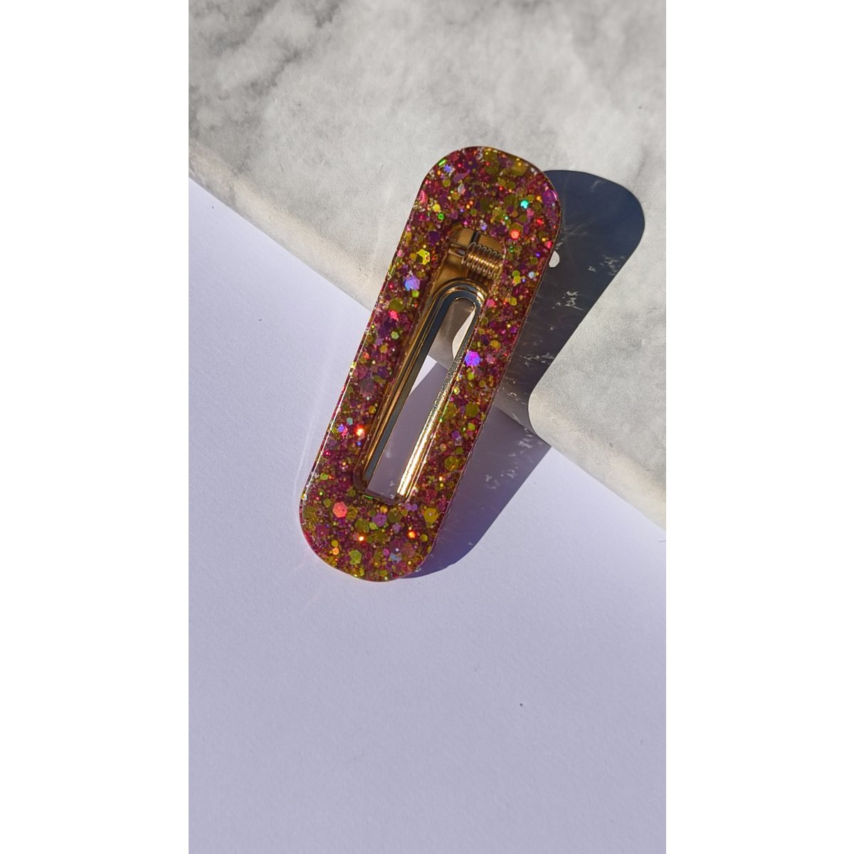 ⋒ pacchetto di clip per capelli in resina - Fuoco glitter (8 articoli) ⋒