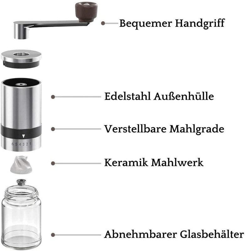 Manuelle Handkaffeemühle mit Keramik-Mahlwerk