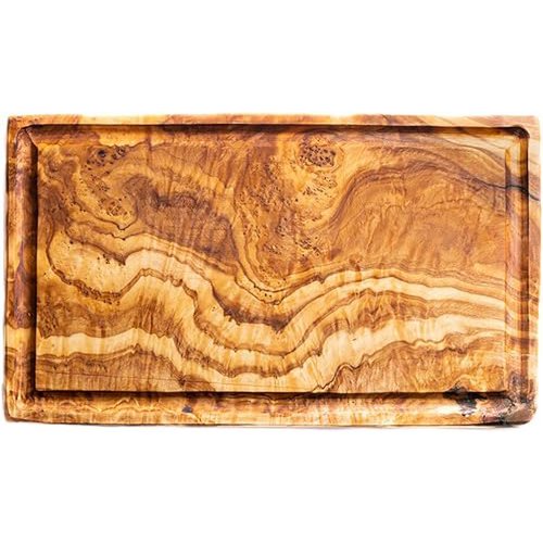 Rectangular olive wood board with groove