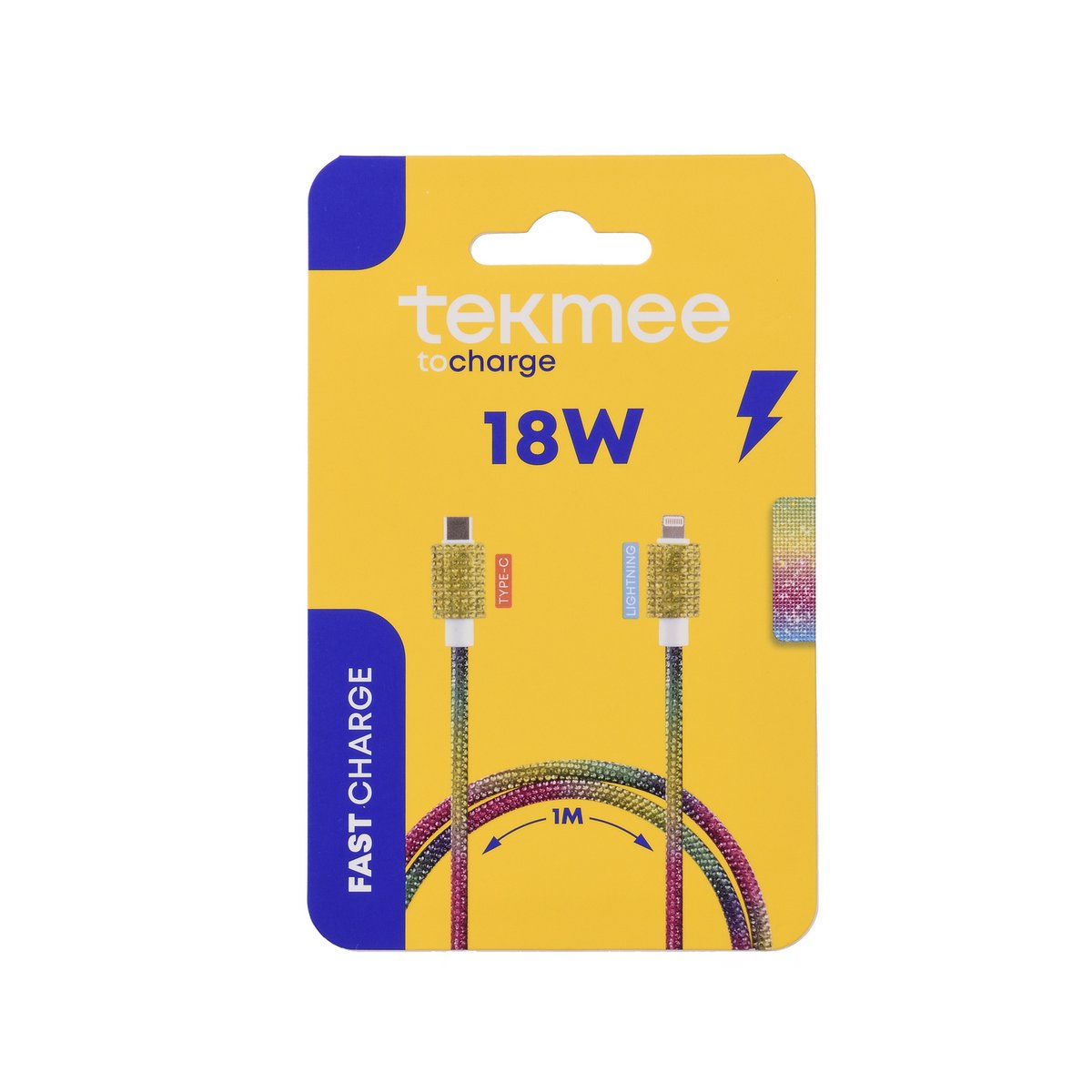 Lightning 1M Typ-C-Kabel im Regenbogen-Strass-18W