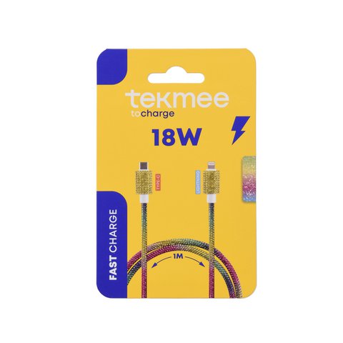 Lightning 1M Typ-C-Kabel im Regenbogen-Strass-18W