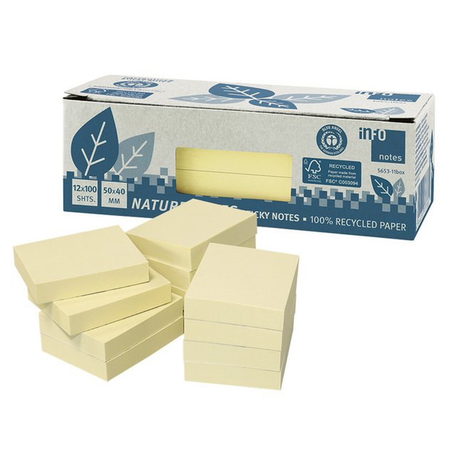 Info nature notes geel 50x40mm 12 blokken a 100 vel