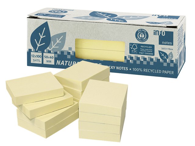 Info nature notes geel 50x40mm 12 blokken a 100 vel