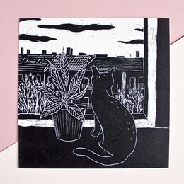 Postkarte | Katze & Pflanzen