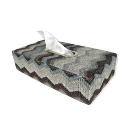 Tissue box zigzag gray blue pattern facial tissue box