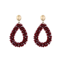 Pendientes de cuentas clásicas Drop JE18370 - Deep Red