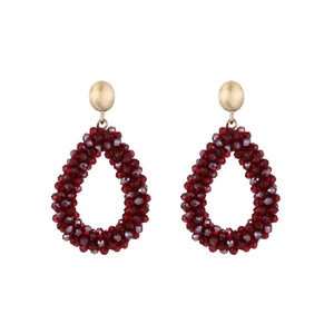 Classic Beads Earrings Drop JE18370 - Deep Red