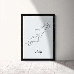 TT Assen - Circuit Map - White - Map Poster