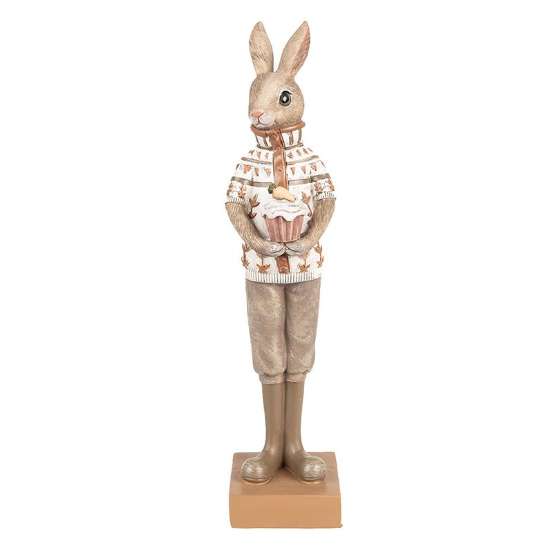 Hasenstatue 28 cm Braun Beige Polyresin