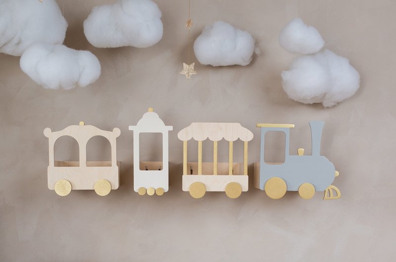 Train shelf „Express to Fantasy” natural version- 4 elements