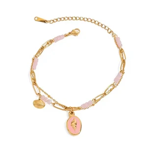 LOUIZ Gold-Charm-Armband „My Pink Summer“.