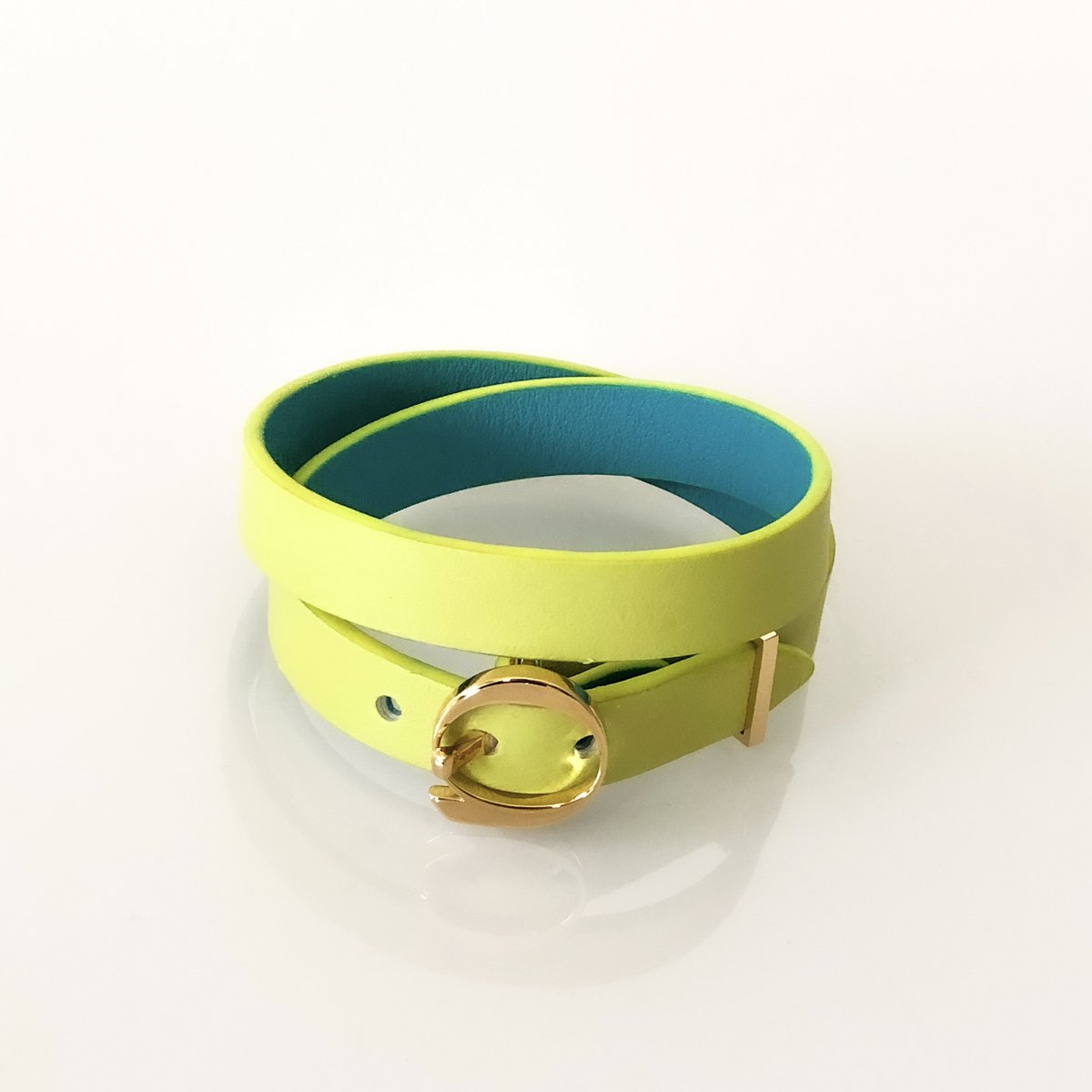Pulsera de cuero DUO TWIST Turquesa - Lima