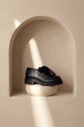 ODDA BLACK- Chaussures Wallabee à semelle épaisse avec lacets en tulle