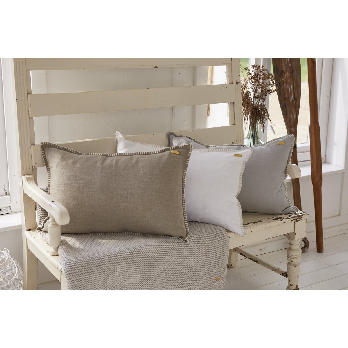 Cushion Cover with Stitch - Nature - 40cm x 60cm - Linen