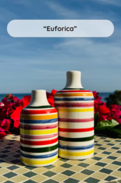 Handgemachte Ölflasche Ölspender Ölkännchen Keramikflasche "Vivace" für Olivenöl & Essig aus Italien 250/500ml