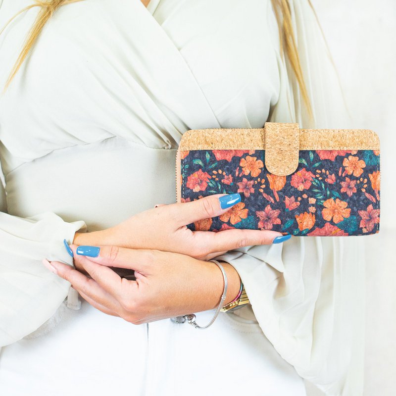 Portefeuille pliant motif fleur Mandala- Vegan Cork Wallet BAG-2220