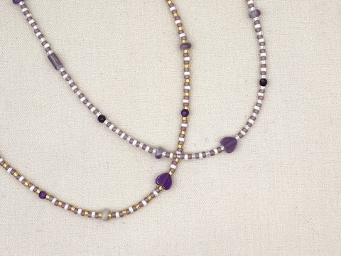 Ketting Kirana amethist, zilver of goud roestvrijstaal