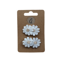 Alligatorhaarclipjes witte margrietjes OK 3722