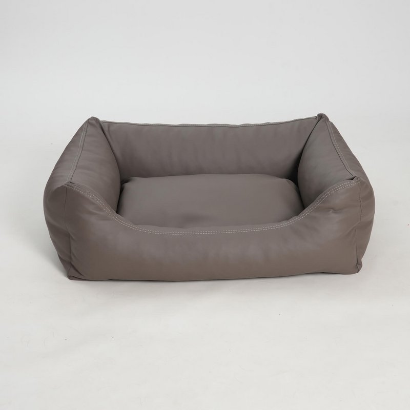 Hundebett Box Bett Saddle Kunstleder taupe