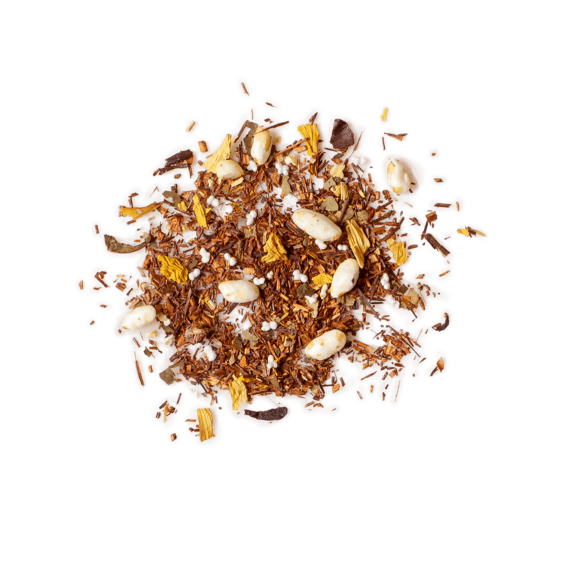 R 2.0 theeglas: Gearomatiseerde rooibos-/fruittheemelange met vanille-karamelsmaak
