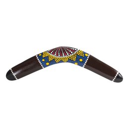 Boomerang in legno 40 cm marrone | Con dipinti australiani | Legno di Suar