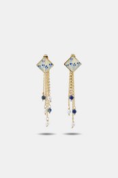 Boucles d'oreilles Varia en émail – goutte détachable Lapis & Perle