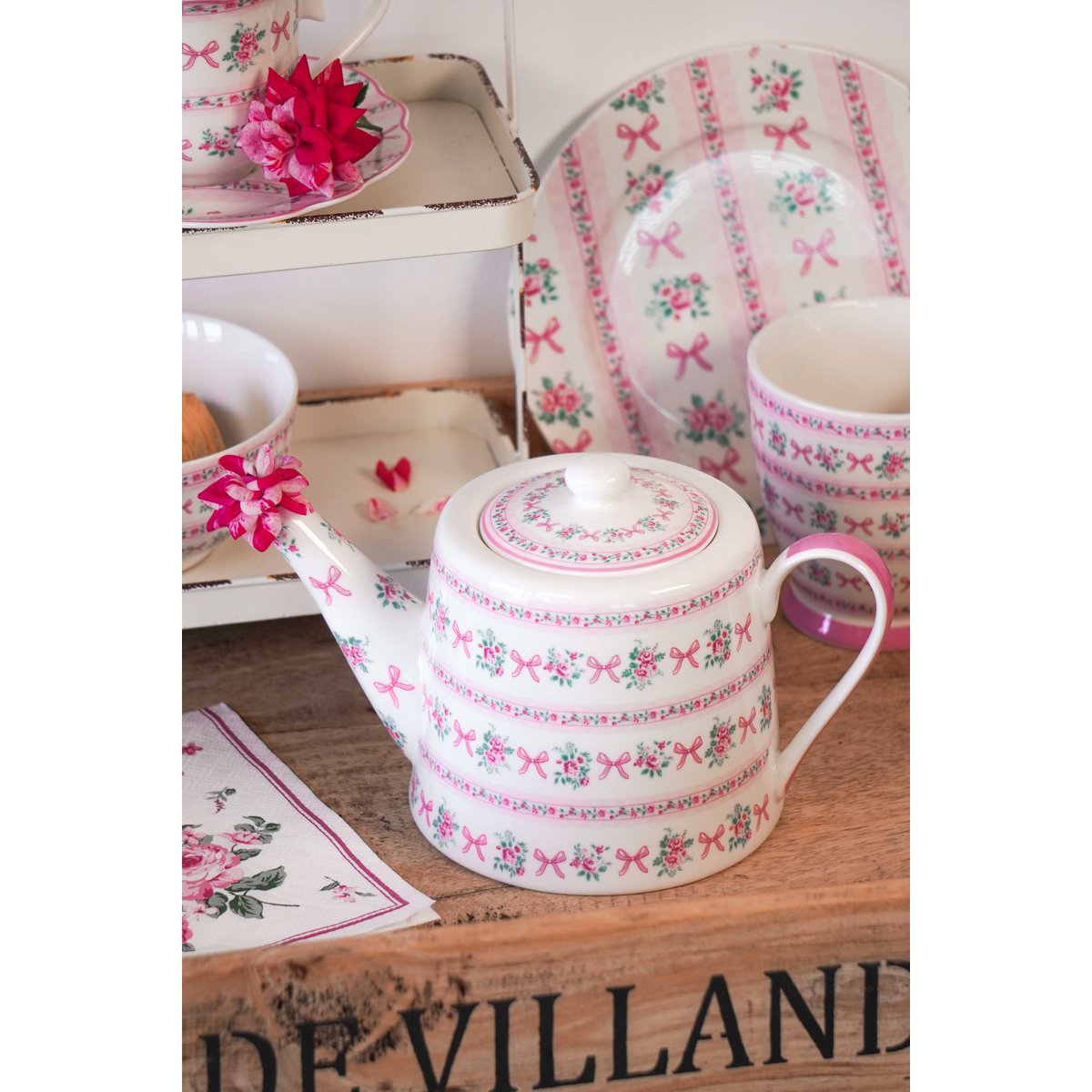 Porcelain teapot Ribbon 1 liter Isabelle Rose