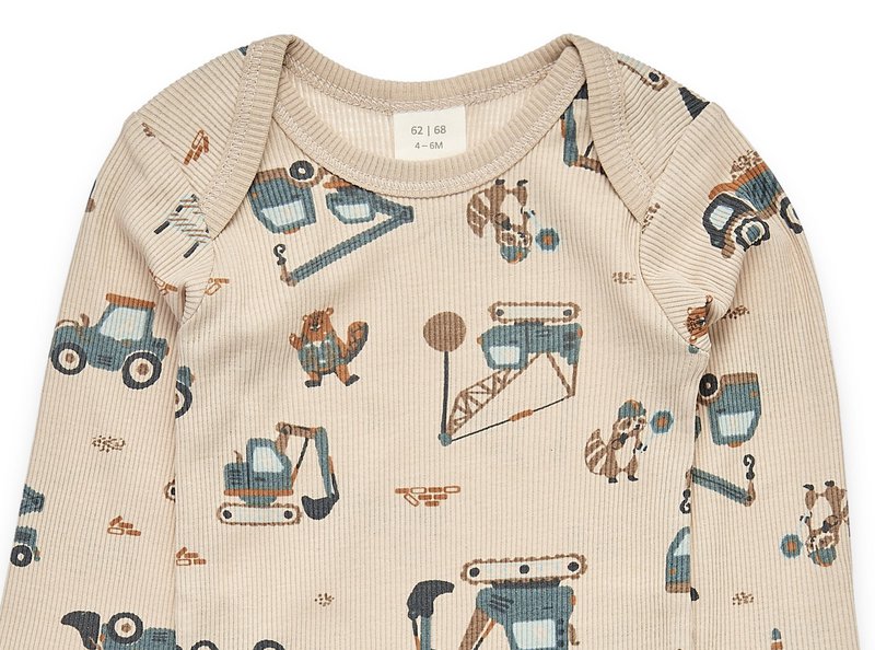 Body Langarm - 2x2 canalé beige
