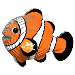 Colorful 3D clown fish craft kit, featuring an orange and black striped fish with large eyes and fins. Suitable for DIY projects and crafting.